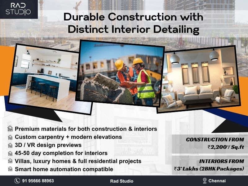 Rad Studio - Strong Foundations and Modern Interior Finishes in Chennai